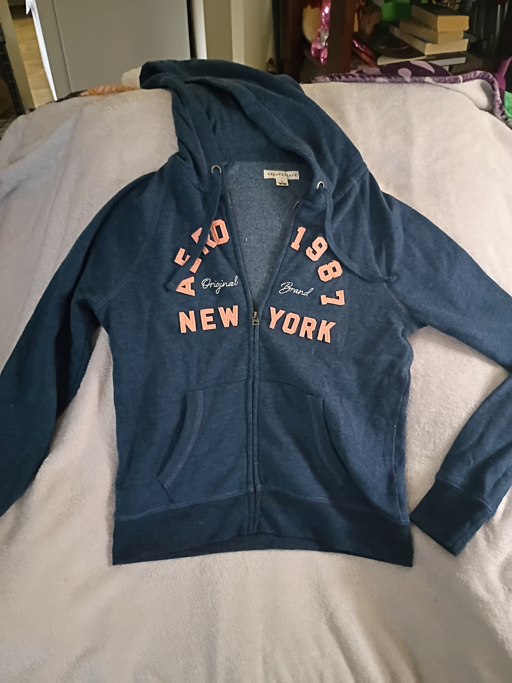 Aeropostale Blue Zip Hoodie - New York Graphic